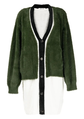 Undercover layered-design V-neck cardigan - Green