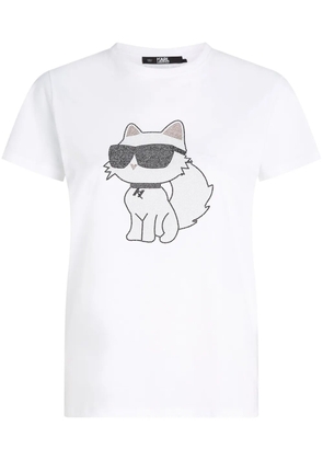 Karl Lagerfeld Ikon 2.0 Choupette rhinestone-embellished T-shirt - White