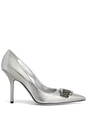DSQUARED2 100mm logo-plaque leather pumps - Silver