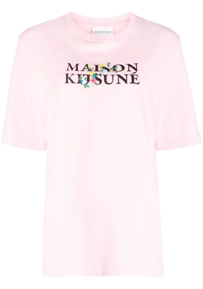 Maison Kitsuné logo-print cotton T-shirt - Pink