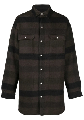 Rick Owens striped drop-shoulder shirt jacket - Brown