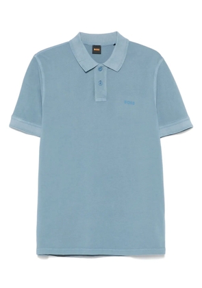 BOSS logo-embroidered piqué polo shirt - Blue