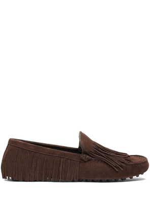 Scarosso fringed suede loafers - Brown