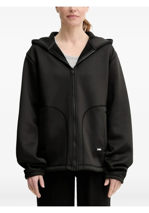 Rains elastic-cuffs zip-up hoodie - Black