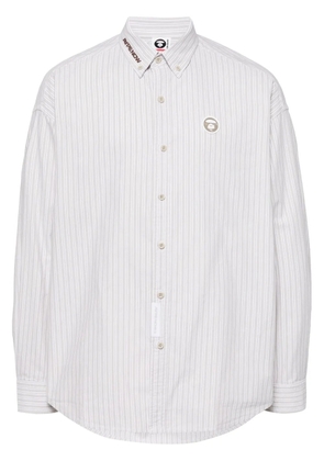 AAPE BY *A BATHING APE® logo-patch striped shirt - Neutrals