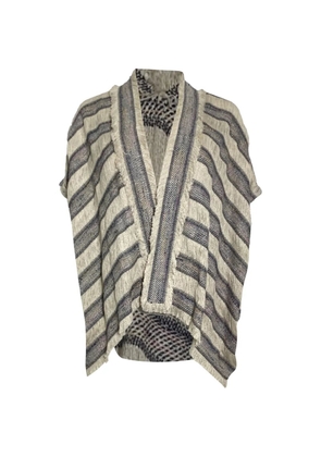 Maje striped fringed poncho - Neutrals