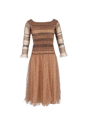 Self-Portrait polka-dot off-the-shoulder midi dress - Neutrals