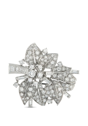 Seaman Schepps leaf-motif diamond brooch - Silver