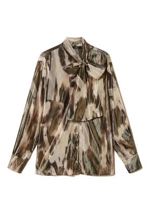 TWINSET print bow-tie shirt - Brown