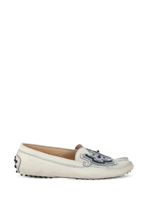 Tod's Vintage nubuck appliqué-detail loafers - Neutrals