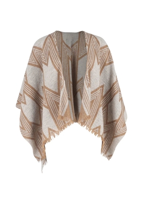 Maje chevron-print fringed poncho cape - Neutrals