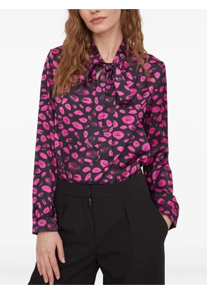 HUGO tied lips-print blouse - Black