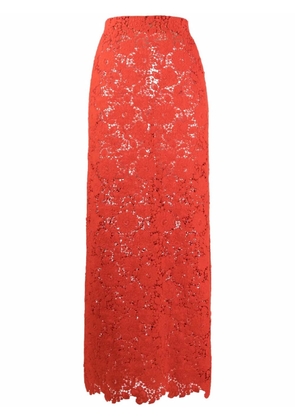 Giambattista Valli high-waist floral-embroidered skirt - Orange