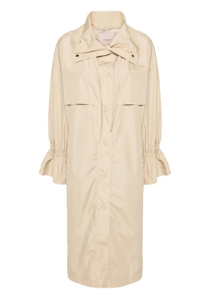 TWINSET logo-engraved taffeta trench coat - Neutrals