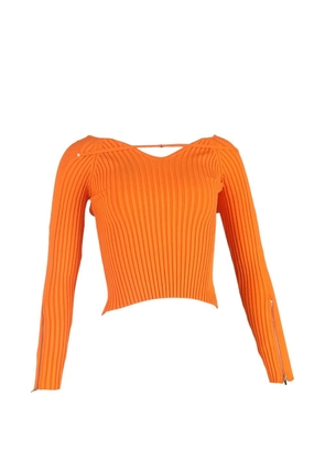 Jacquemus Pre-Owned V-neck long-sleeve crop top - Orange