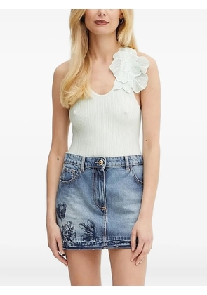 Elisabetta Franchi flower-embellished ribbed tank top - Green