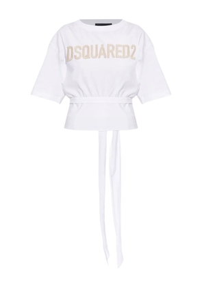 DSQUARED2 embroidered tie-waist T-shirt - White