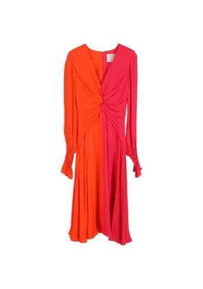 Carolina Herrera Vintage gathered bicolour midi dress - Orange