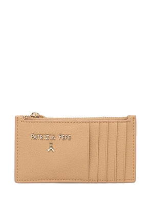 Patrizia Pepe logo-lettering leather card holder - Neutrals