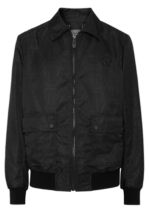 Philipp Plein monogram-jacquard bomber jacket - Black