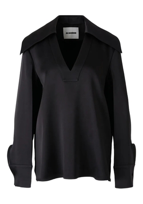 Jil Sander wide-collar satin blouse - Black