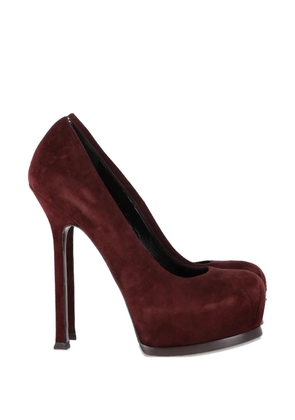 Saint Laurent Pre-Owned Tribtoo platform suede pumps - Red