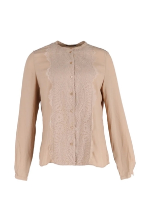 Alexander McQueen Pre-Owned lace-trimmed shirt - Neutrals