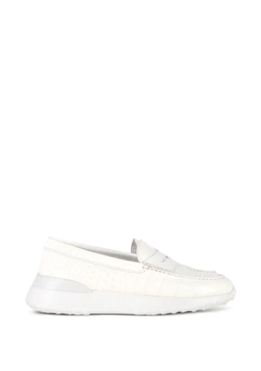 Tod's Vintage croc-embossed leather loafers - White