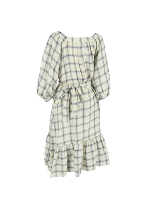 Lisa Marie Fernandez checked linen midi dress - Neutrals