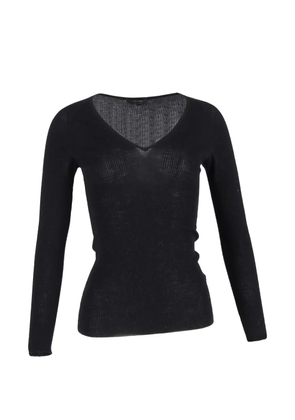 Gucci Pre-Owned knitted V-neck long-sleeve top - Black