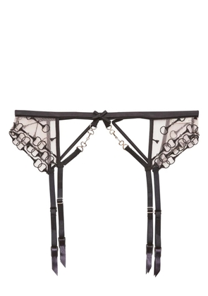 Fleur Du Mal Equestrian-embroidered garter belt - Black