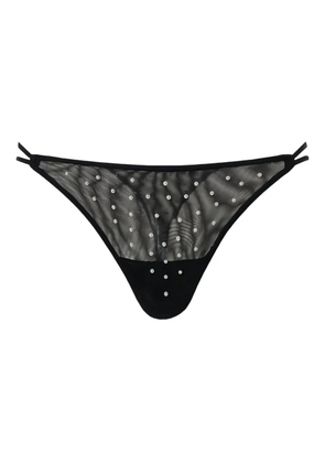 TWINSET pearl-embellished tulle thong - Black