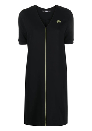 Karl Lagerfeld logo-embroidered V-neck mini dress - Black