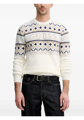 GUESS USA patterned crew-neck sweater - White