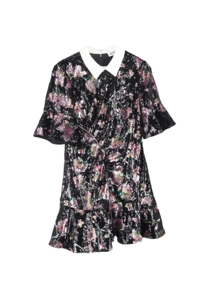 Self-Portrait sequin-embellished floral-print dress - Black