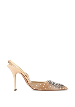 René Caovilla crystal-embellished slingback pumps - Neutrals