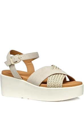 Geox 60mm woven cross-strap platform sandals - Neutrals