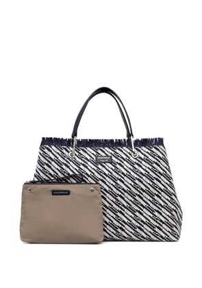 Emporio Armani fringed woven tote bag - Blue