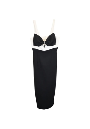 Self-Portrait bow-detail two-toned midi dress - Black