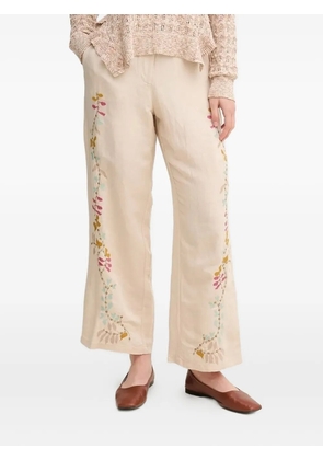 Hoss Intropia embroidered floral trousers - Neutrals