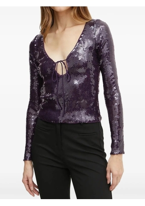 Bardot sequinned tie-neck top - Purple