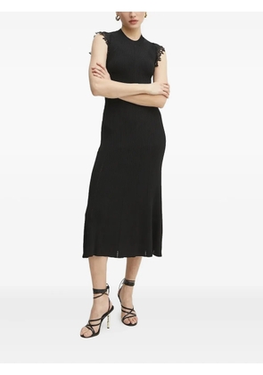 ERMANNO FIRENZE lace-trimmed ribbed-knit midi dress - Black