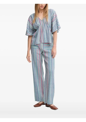 Hoss Intropia striped V-neck top - Blue