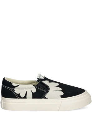 Stepney Workers Club flower-print slip-on sneakers - Black