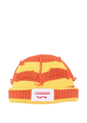 Charles Jeffrey Loverboy Chunky Ears striped beanie hat - Orange