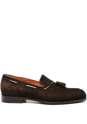 Santoni tassel-detail suede boat shoes - Brown
