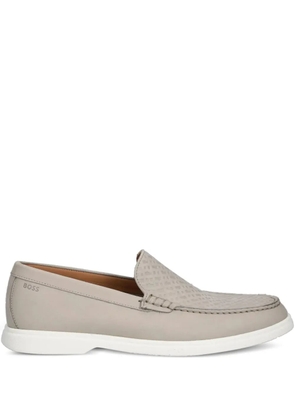 BOSS textured-leather loafers - Grey
