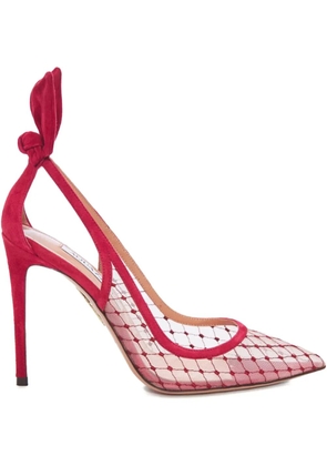 Aquazzura mesh-panelled stiletto pumps - Red