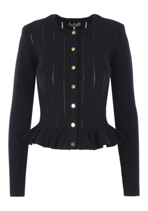 Elisabetta Franchi ribbed-knit peplum cardigan - Black
