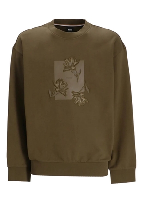 BOSS floral-embroidered sweatshirt - Green